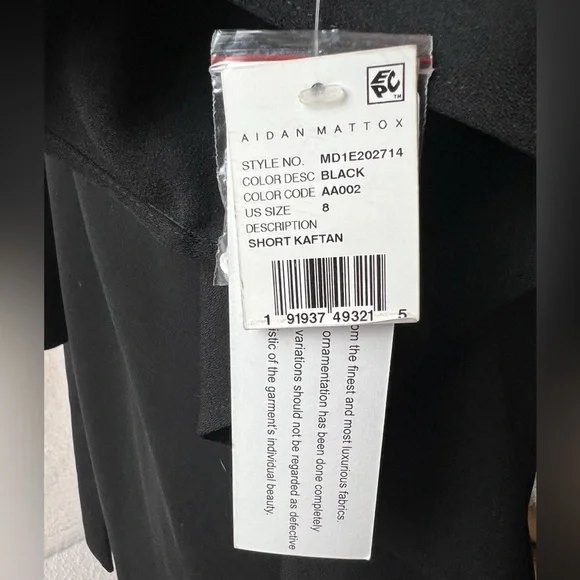 Aidan Mattox Embellished Black Midi Formal Dress or Short Kaftan in Size…​​ - Picture 8 of 16